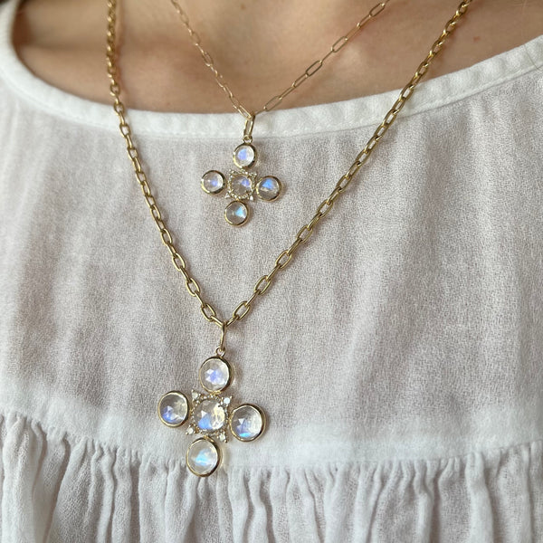 Mini Moonstone and Diamond Pendant