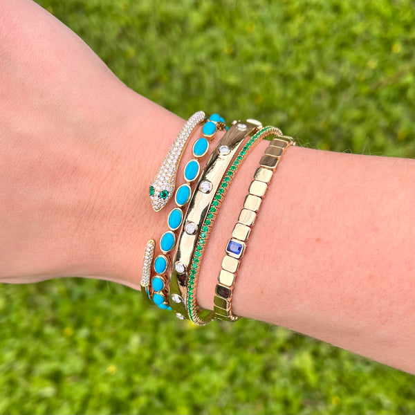 Blue Sapphire Brick Link Bracelet
