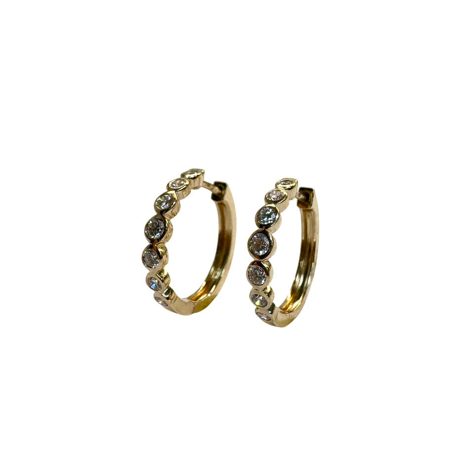 Lab Grown Bezel Diamond Huggie Earrings