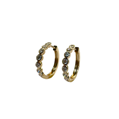 Lab Grown Bezel Diamond Huggie Earrings
