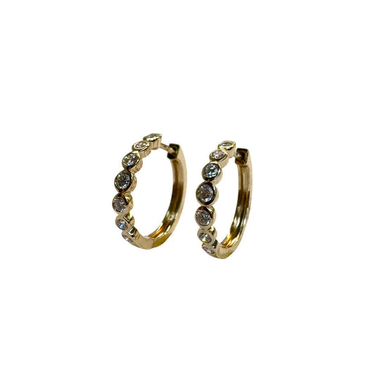 Lab Grown Bezel Diamond Huggie Earrings