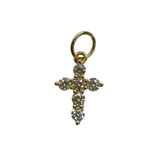 Pointed Prong Set Diamond Mini Cross Charm