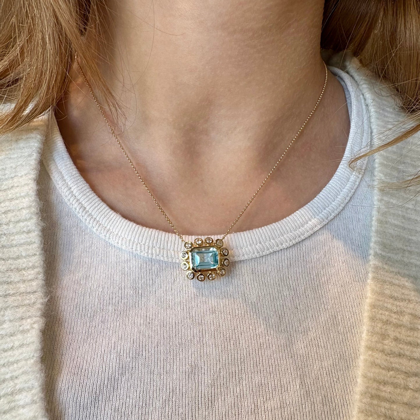 White & Blue Topaz Flower Necklace