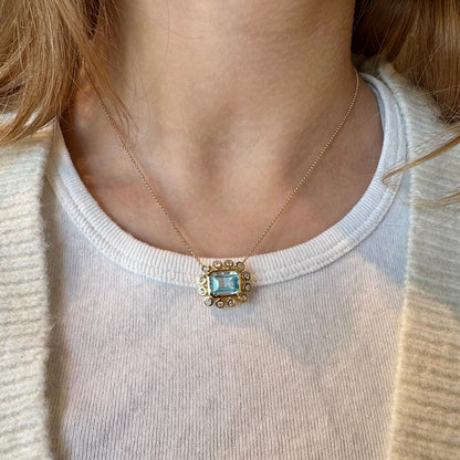White & Blue Topaz Flower Necklace