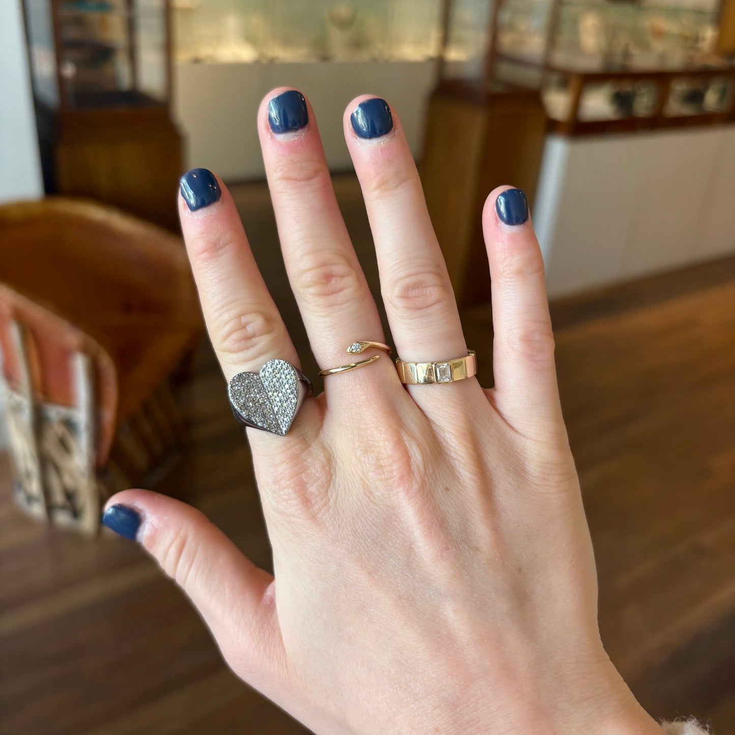 Sterling Silver Diamond Folded Heart Ring