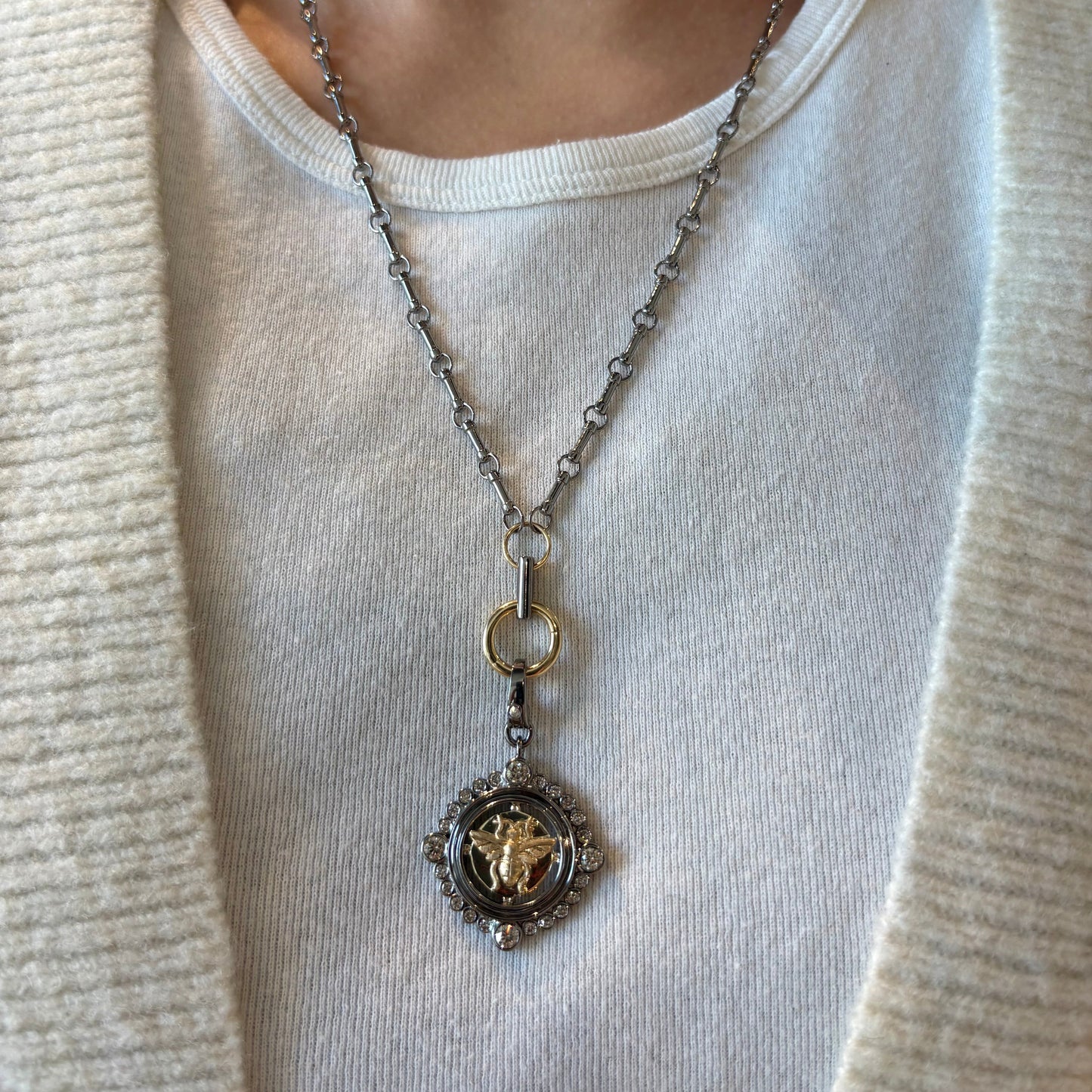 Mixed Metal Bee Pendant