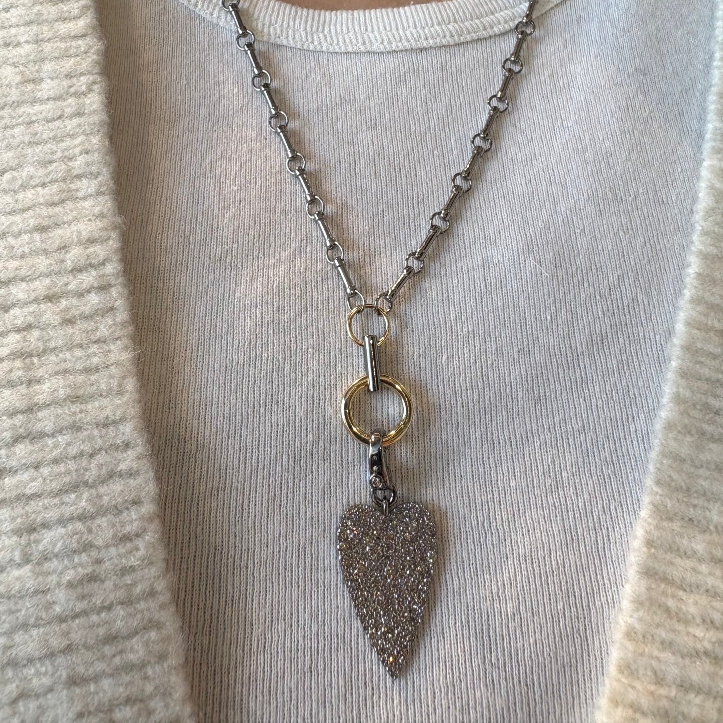 Oxidized Pave Heart Pendant