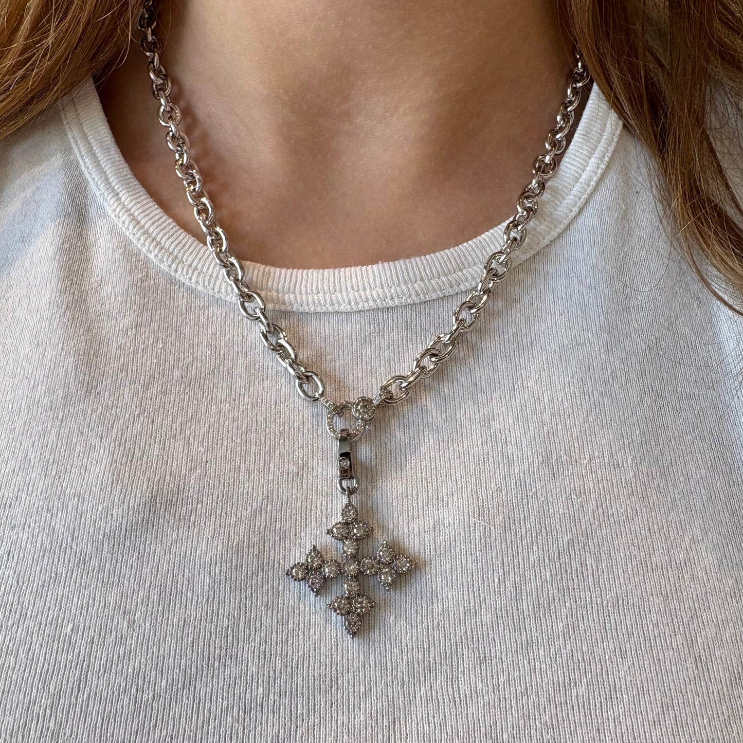 Oxidized Sterling Silver Diamond Cross Pendant