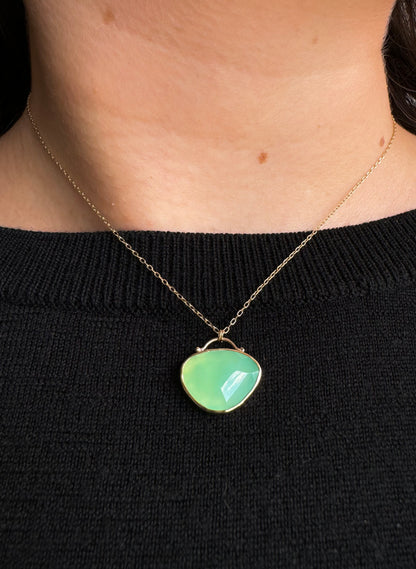 Bezel Set Chrysoprase Necklace