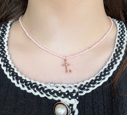 Rose Gold & Diamond Cross Pendant
