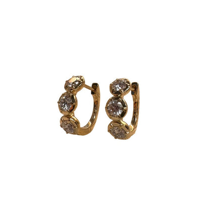 Triple Georgian Lab Diamond Huggie Earrings