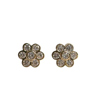 Lab Diamond & Gold Daisy Stud Earrings