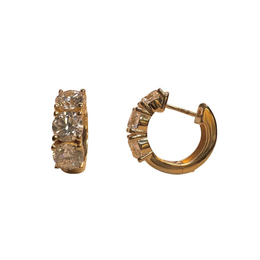 Triple Lab Diamond Huggie Earrings