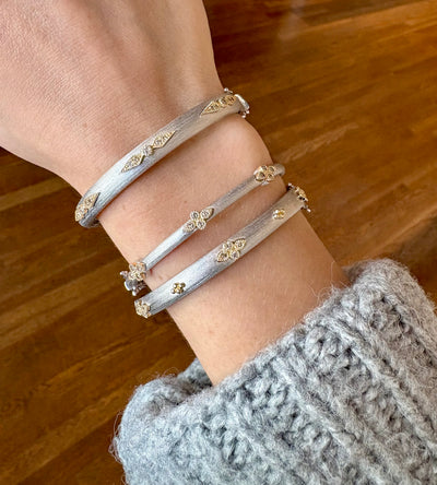 Mixed Metal Diamond Kite Hinge Bracelet