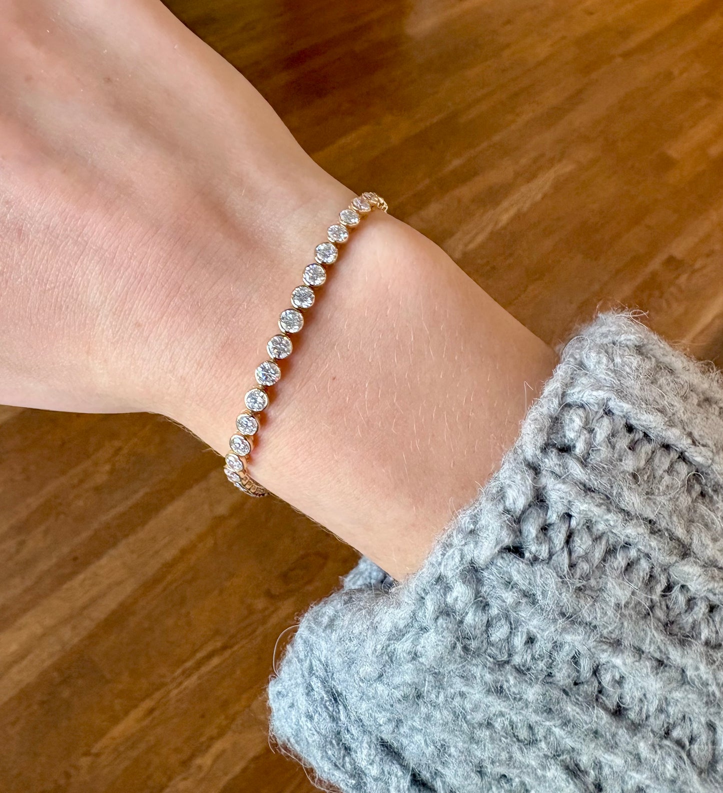 Bezel Set Lab Grown Diamond Tennis Bracelet