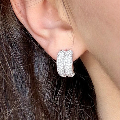 Double Stack Pave Diamond Huggies