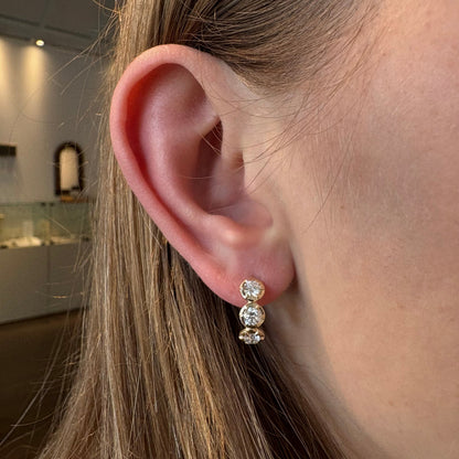 Triple Georgian Lab Diamond Huggie Earrings
