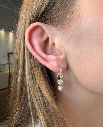 Lab Diamond & Gold Dangle Huggie Earrings
