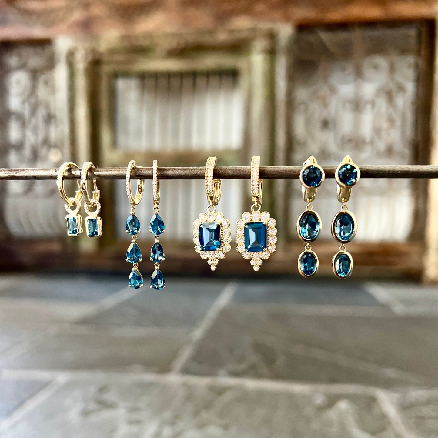 Diamond & London Blue Topaz Earrings