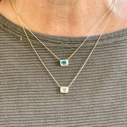 London Blue Topaz & Diamond Halo Necklace