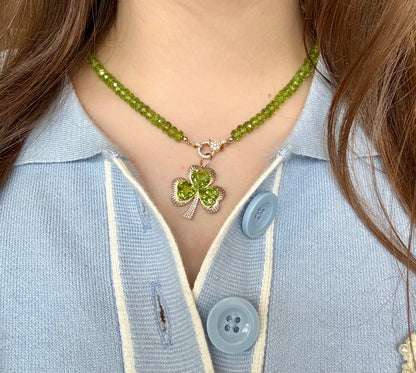 Shamrock Diamond & Peridot Pendant
