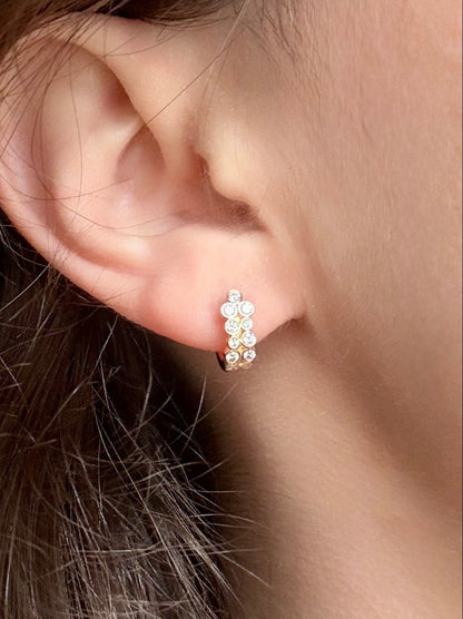 Bezel Set Diamond Huggies