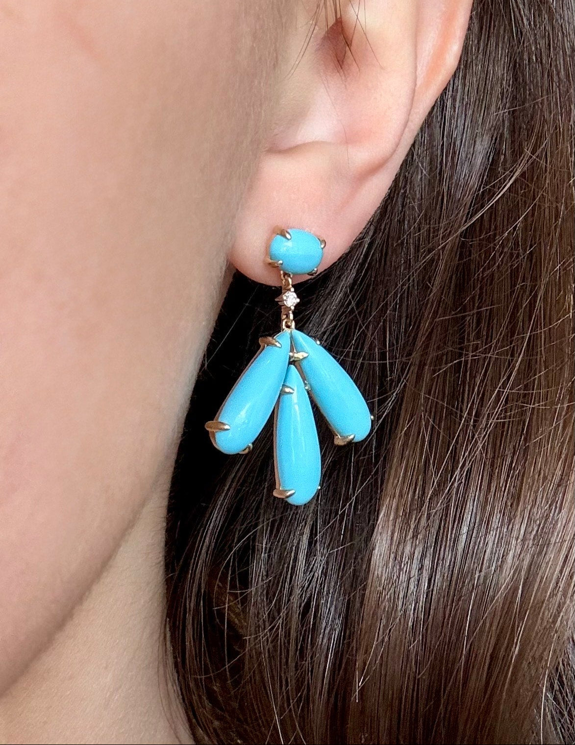 Diamond & Turquoise Dangle Earrings