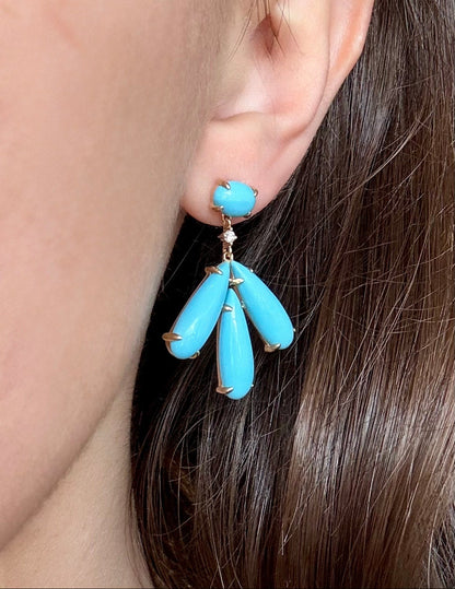 Diamond & Turquoise Dangle Earrings