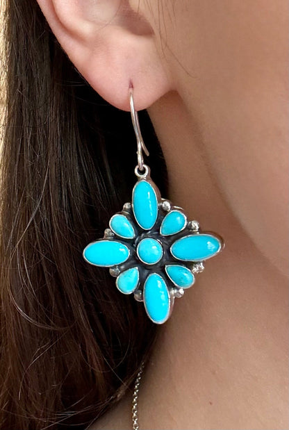 Sleeping Beauty Turquoise Star Dangle Earrings