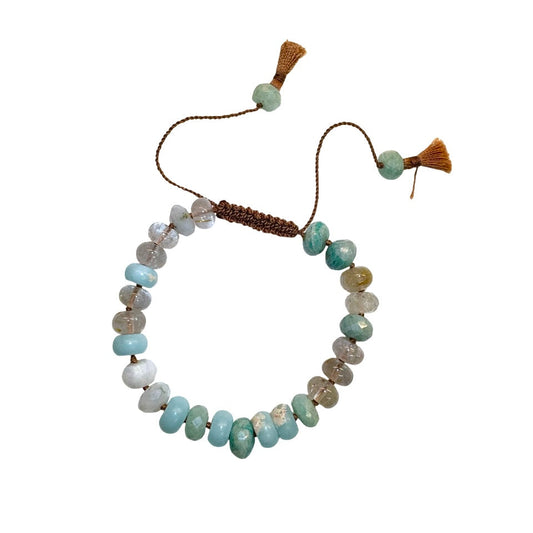 Moonstone & Amazonite Beaded Bracelet
