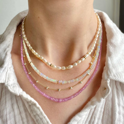 Graduated Pink Sapphires Bead Necklace