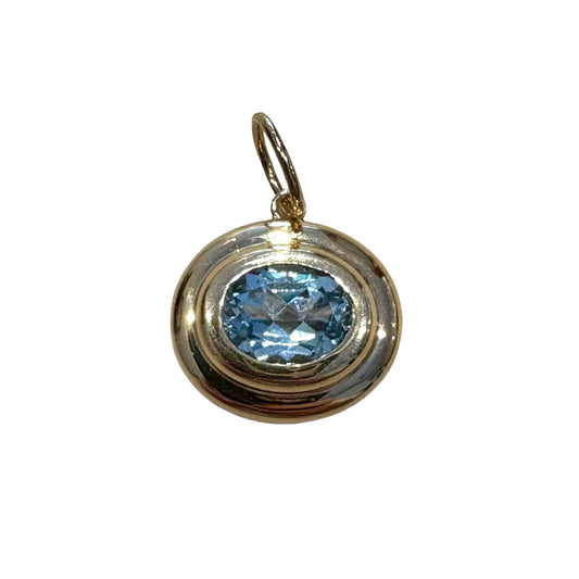 Blue Topaz Layered Oval Pendant
