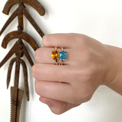 Cushion Cut Citrine Ring