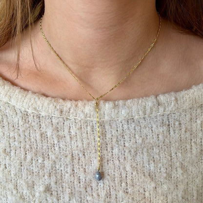 Stamped Coin Chain Mystic Moonstone Necklace