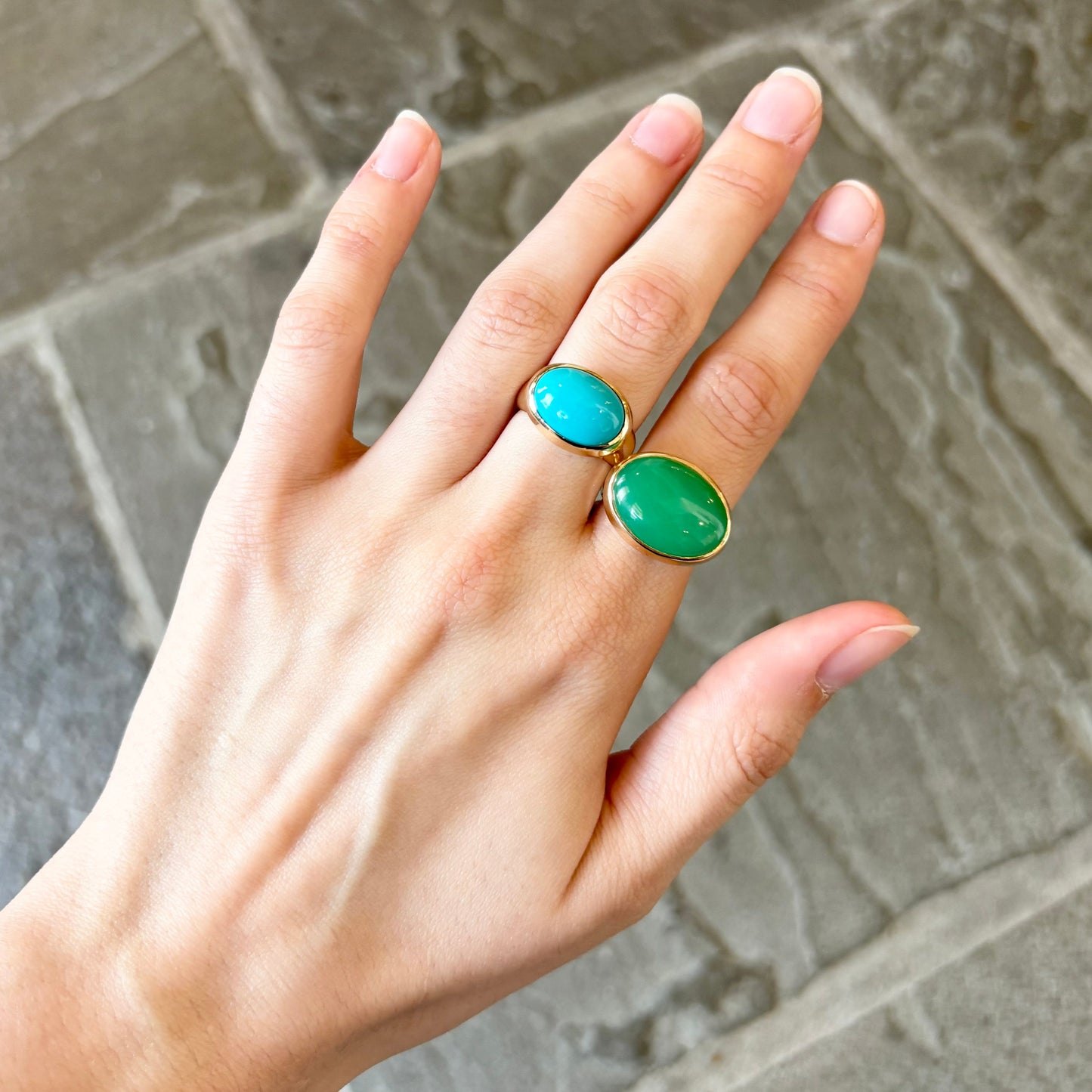 Bezel Set Chrysoprase Ring