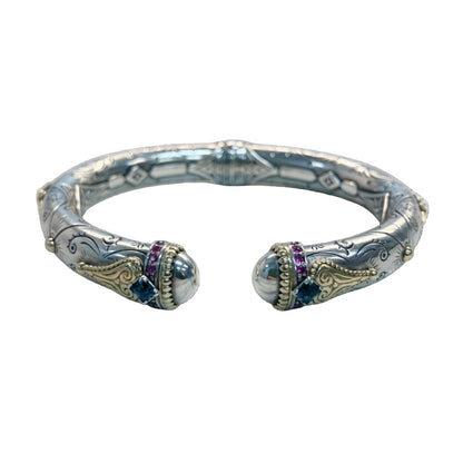 Mixed Metal Blue Topaz & Pink Sapphire Bracelet