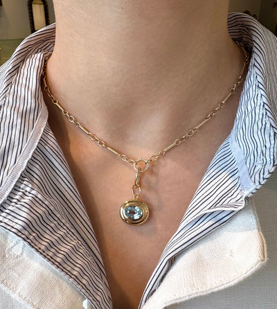 Blue Topaz Layered Oval Pendant