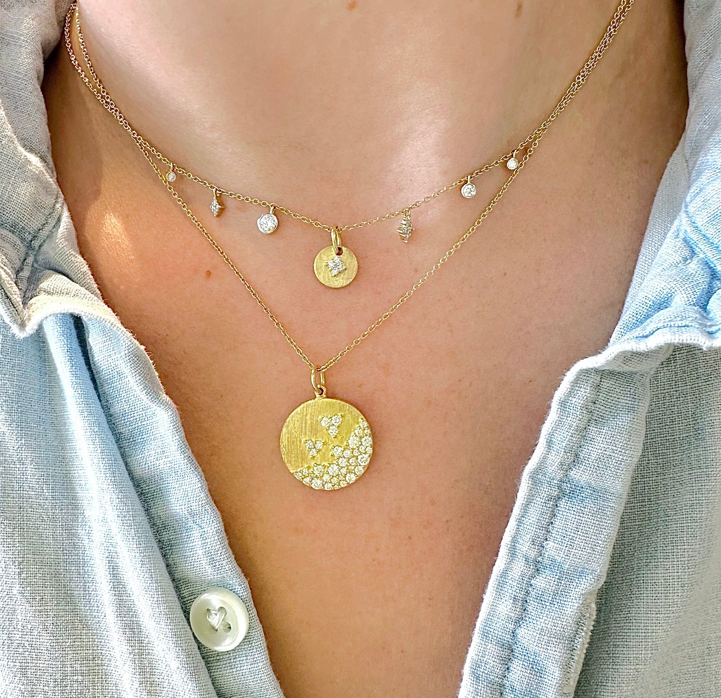 Provence Floating Charm Necklace with White Diamonds