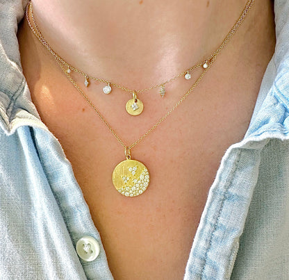 Provence Floating Charm Necklace with White Diamonds
