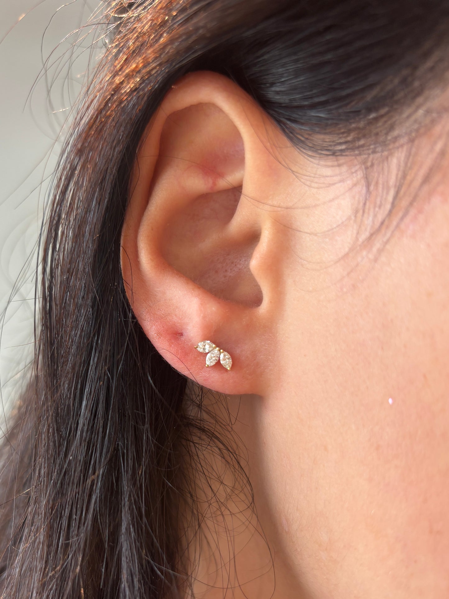 Triple Marquise Diamond Stud Earrings
