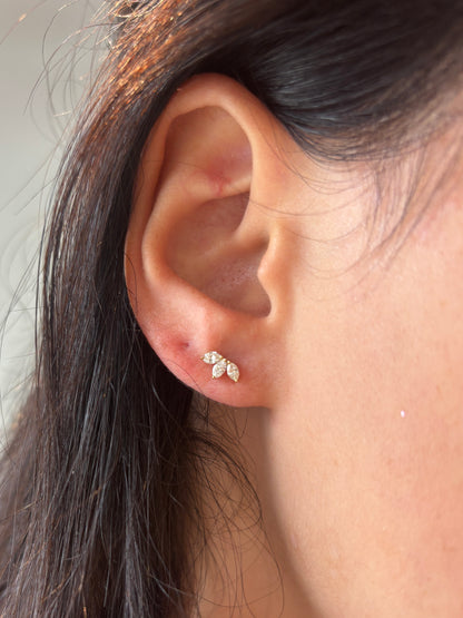 Triple Marquise Diamond Stud Earrings