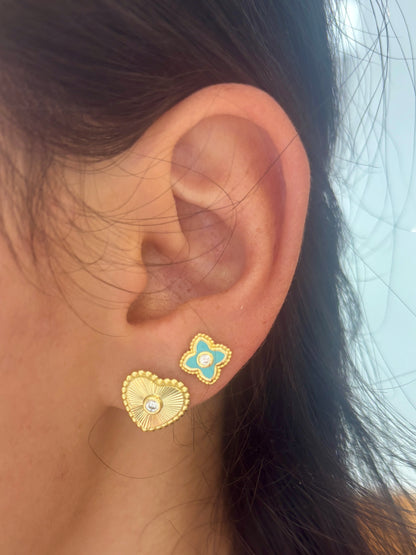 Blue Enamel Vermeil Flower Stud Earrings