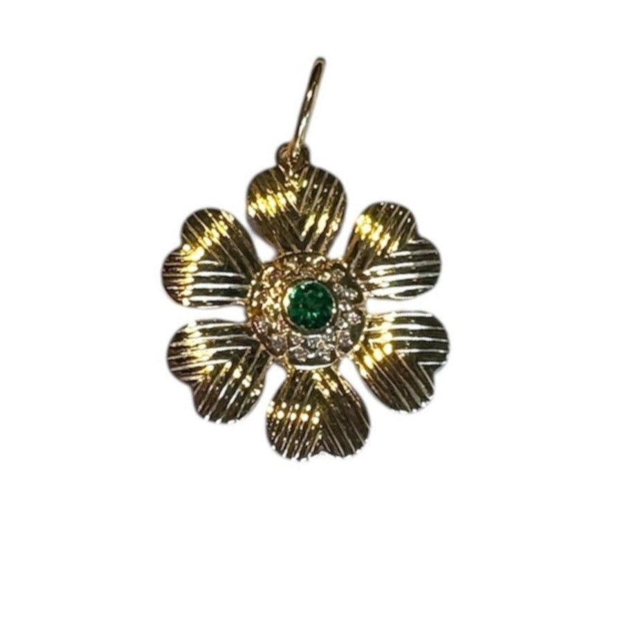 Emerald & Diamond Flower Pendant