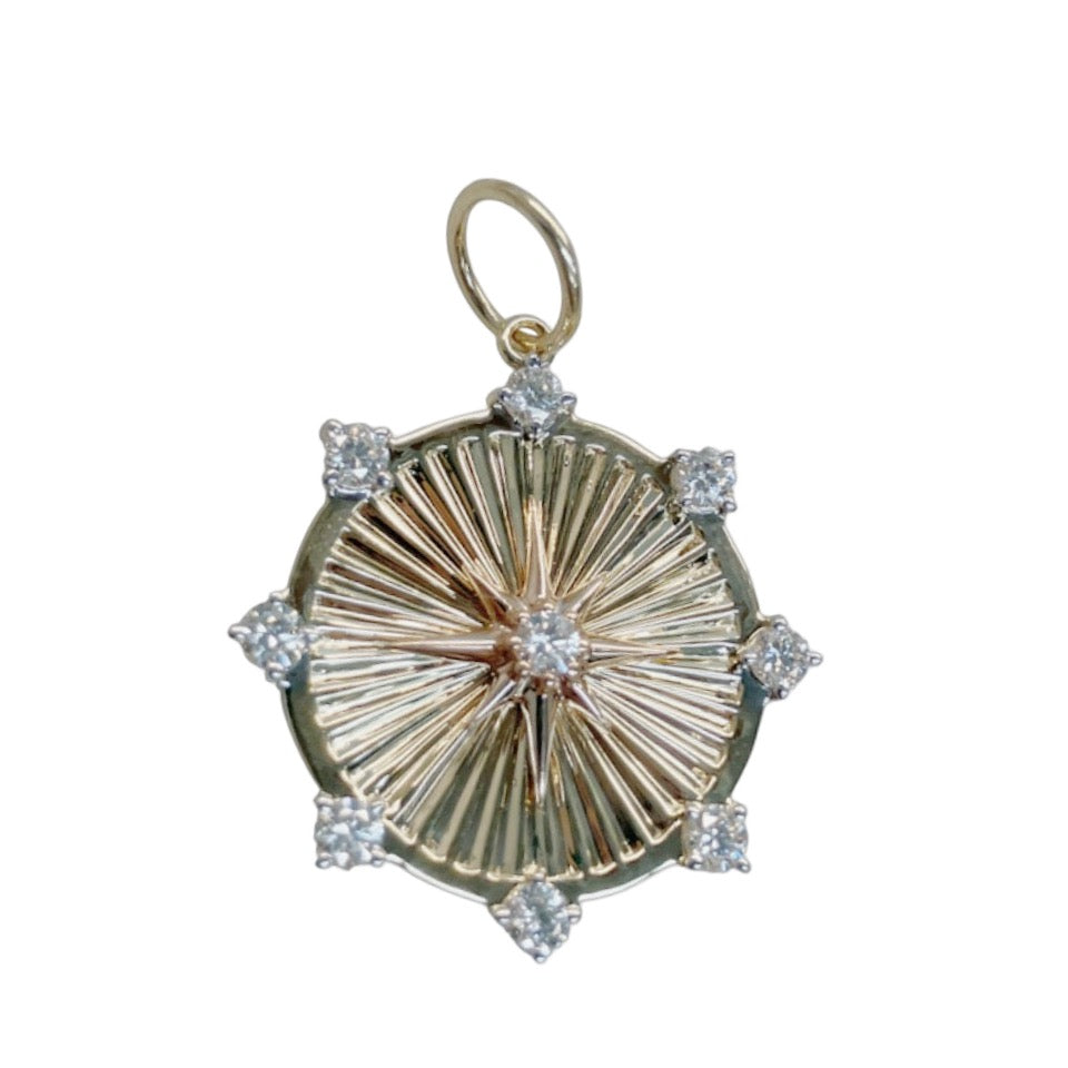 Fluted Disc Gold & Diamond Pendant – Charde