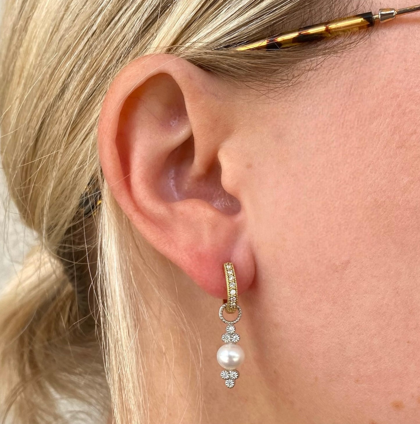 White Gold Small Provence Pearl Earring Charms