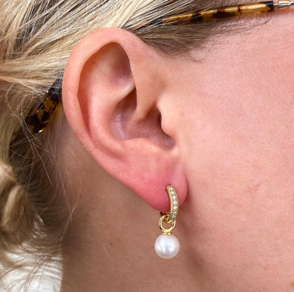 Yellow Gold Diamond Huggie Hoop Earrings