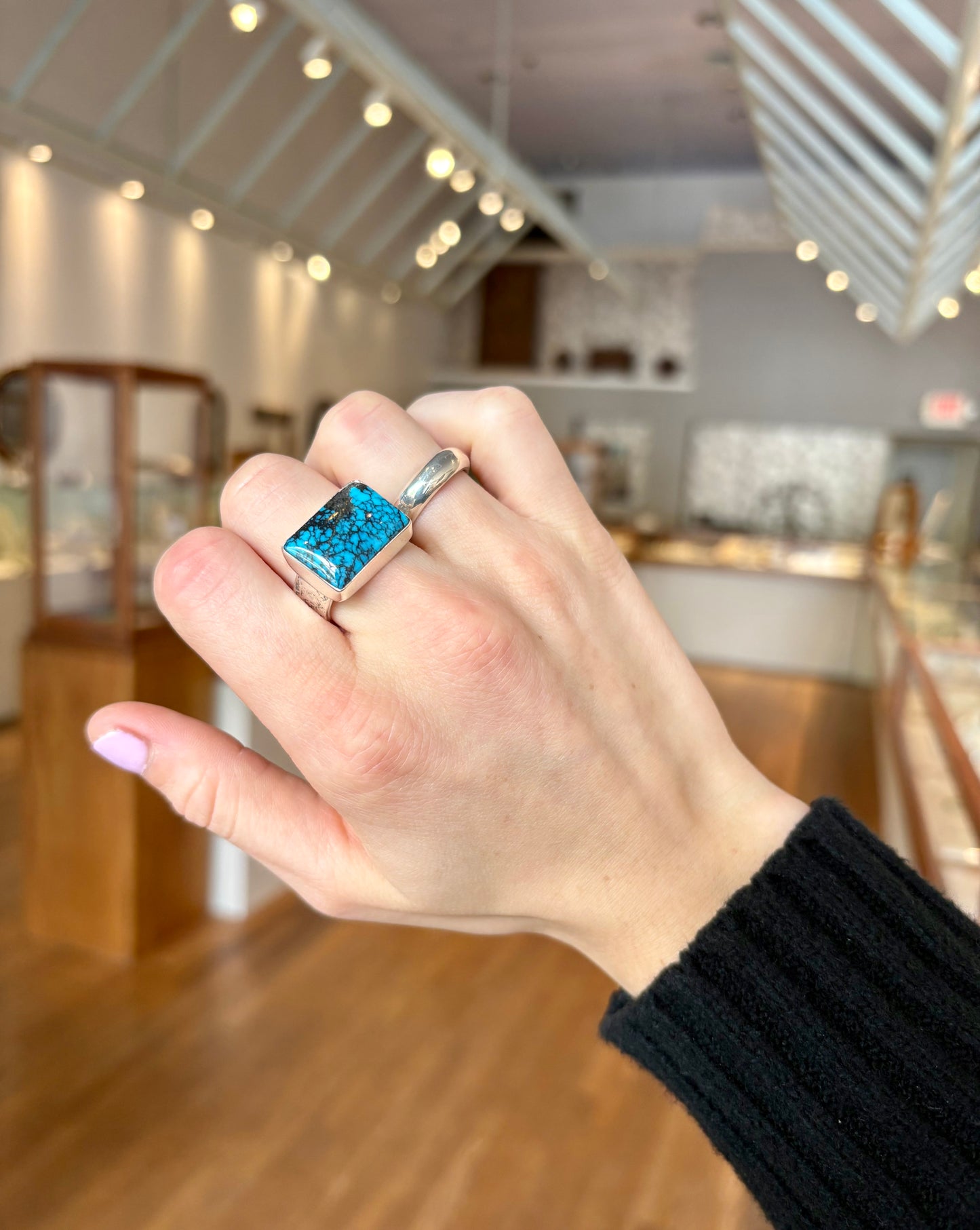 Sterling Silver Rectangular Turquoise Ring