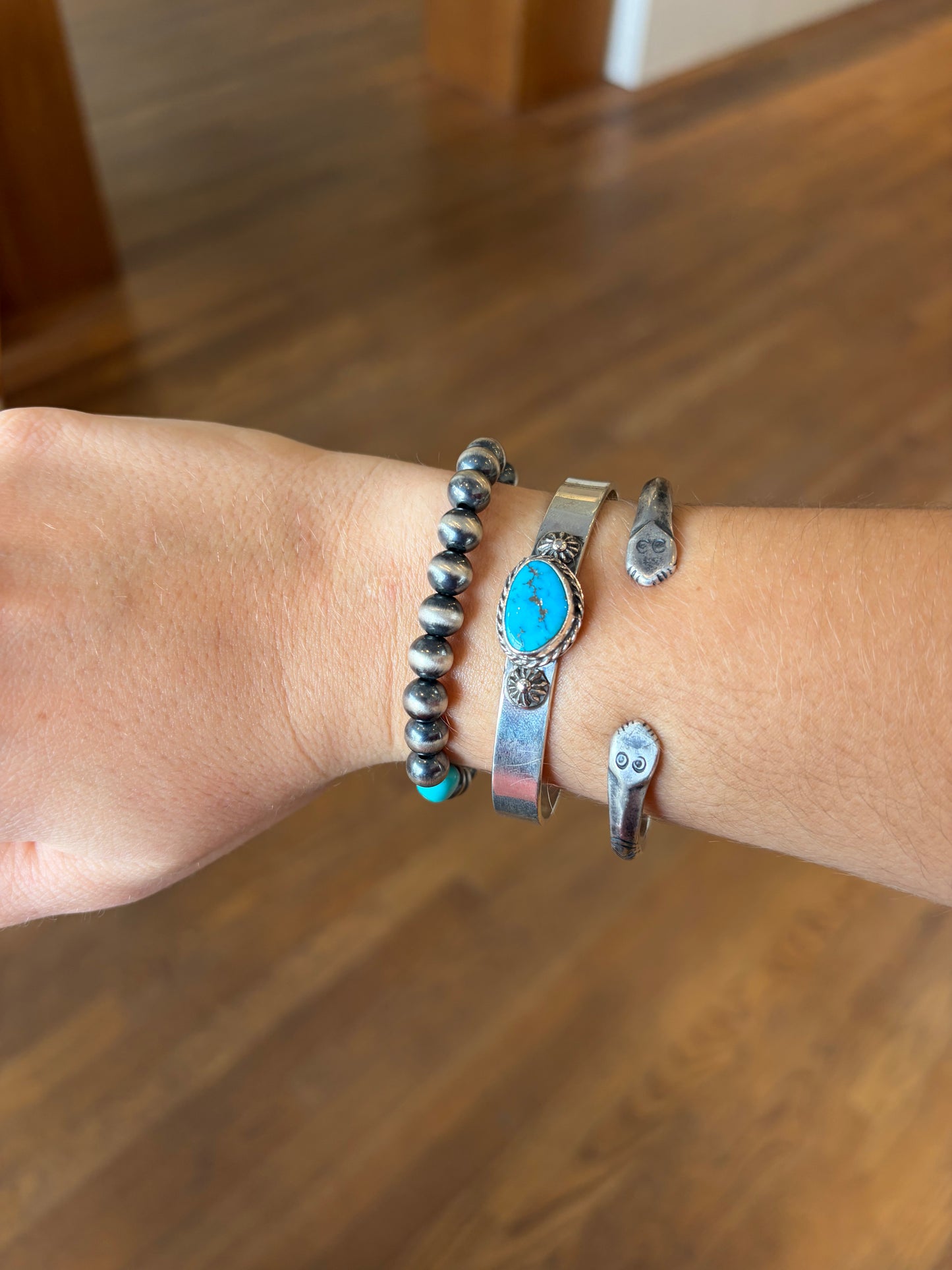 Jock Favour Sterling Silver Snake Head Cuff