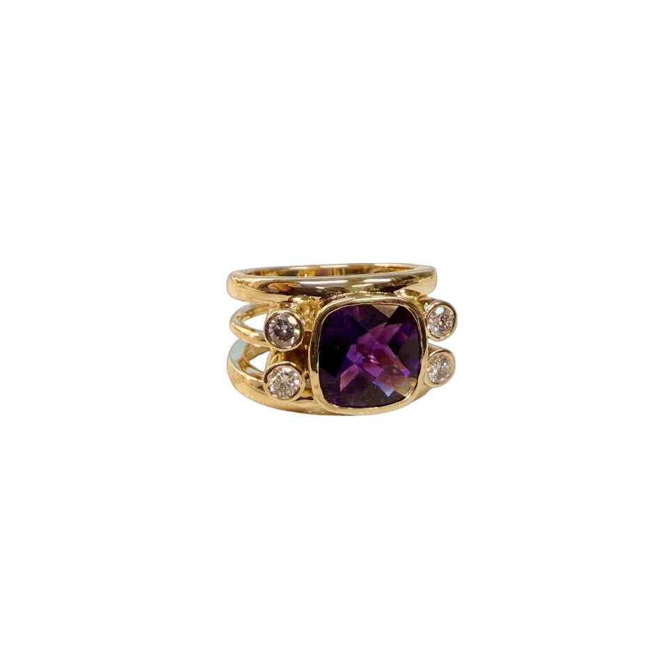 Amethyst Triple Band Ring