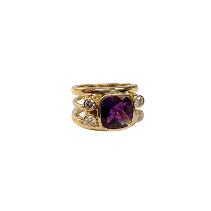 Amethyst Triple Band Ring